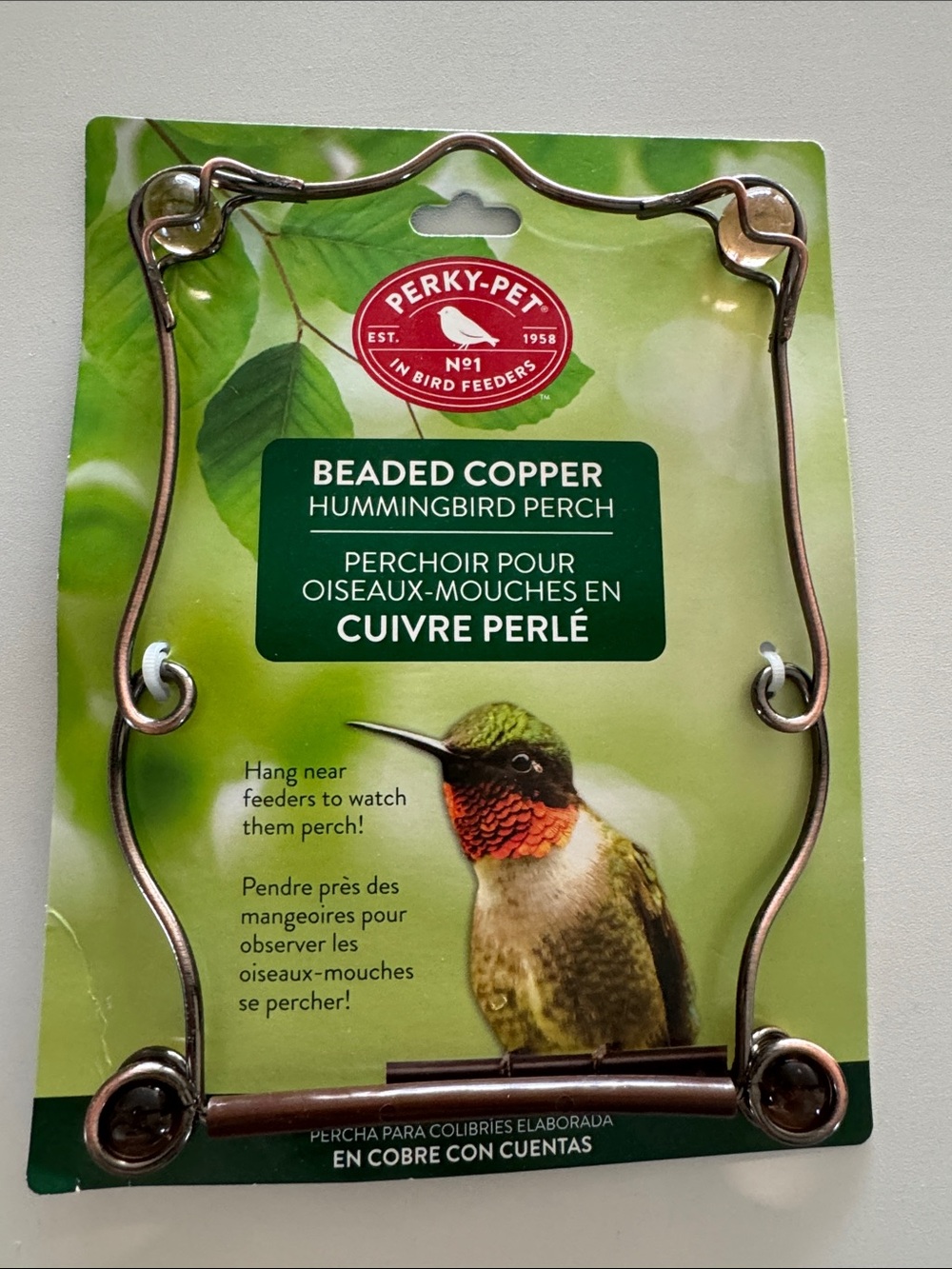 Beaded Copper Hummingbird Perch - Copper